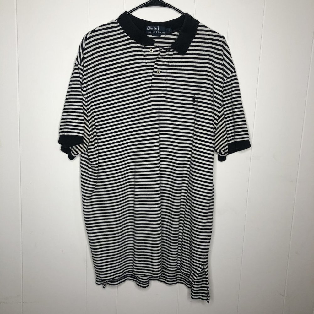 Black and White striped Polo by Ralph Lauren